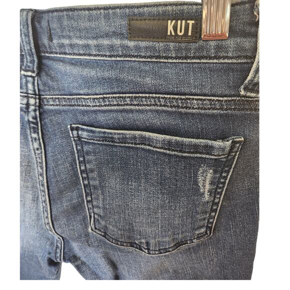 Kut From the Kloth Skinny Stretch Distressed Denim Medium Dark Wash Jeans Size 2 - Picture 4 of 7